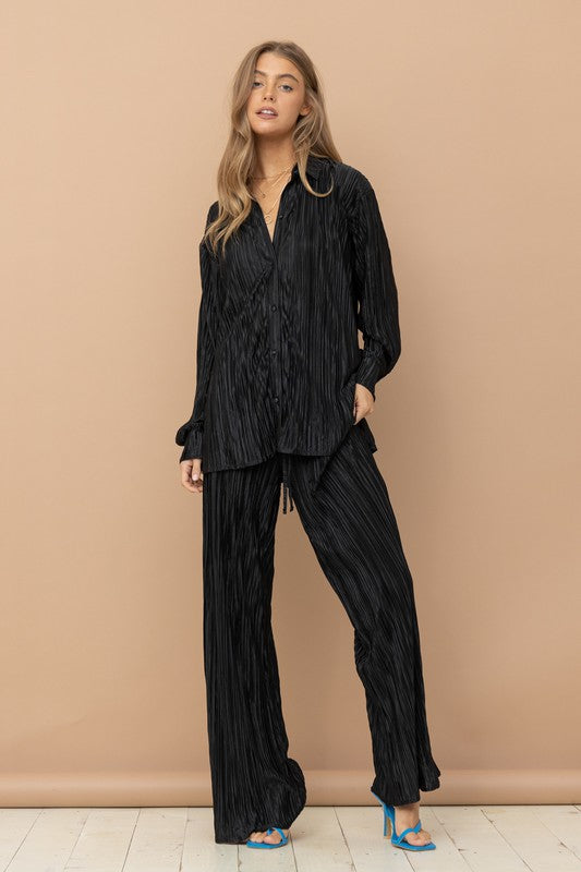 Pleated Blouse Pants Set